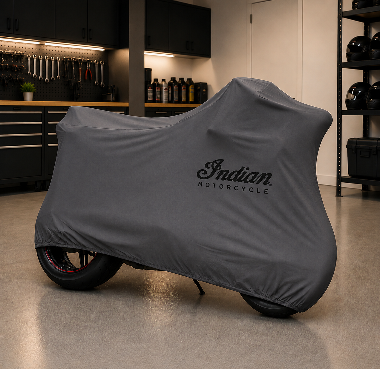Indian Motorcycle Premium Indoor Motorcycle Cover – Soft Breathable Stretch Fabric Garage Dust Protection