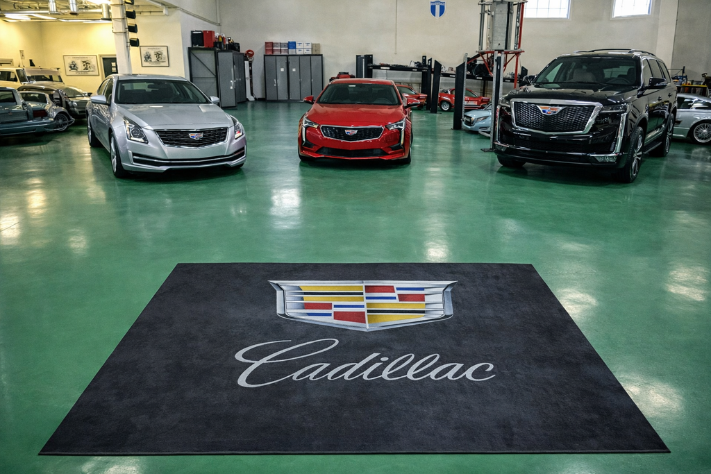Cadillac Garage Floor Mat 5x7 FT (60x87 Inches) Showroom Rug