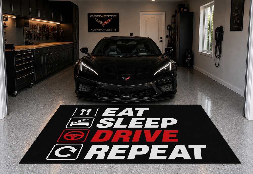 EAT / SLEEP / DRIVE Garage Floor Mat – Premium Parking Mat 60x87 Inches