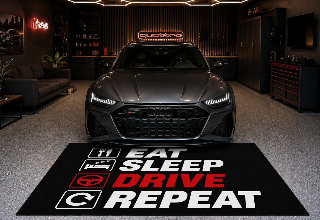 EAT / SLEEP / DRIVE Garage Floor Mat – Premium Parking Mat 60x87 Inches