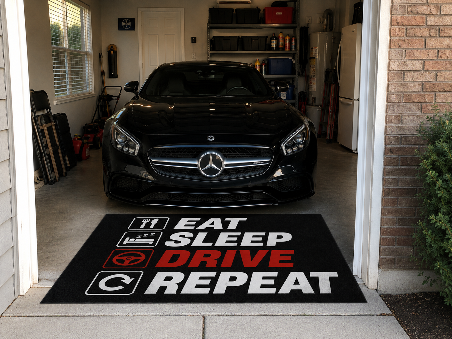 EAT / SLEEP / DRIVE Garage Floor Mat – Premium Parking Mat 60x87 Inches