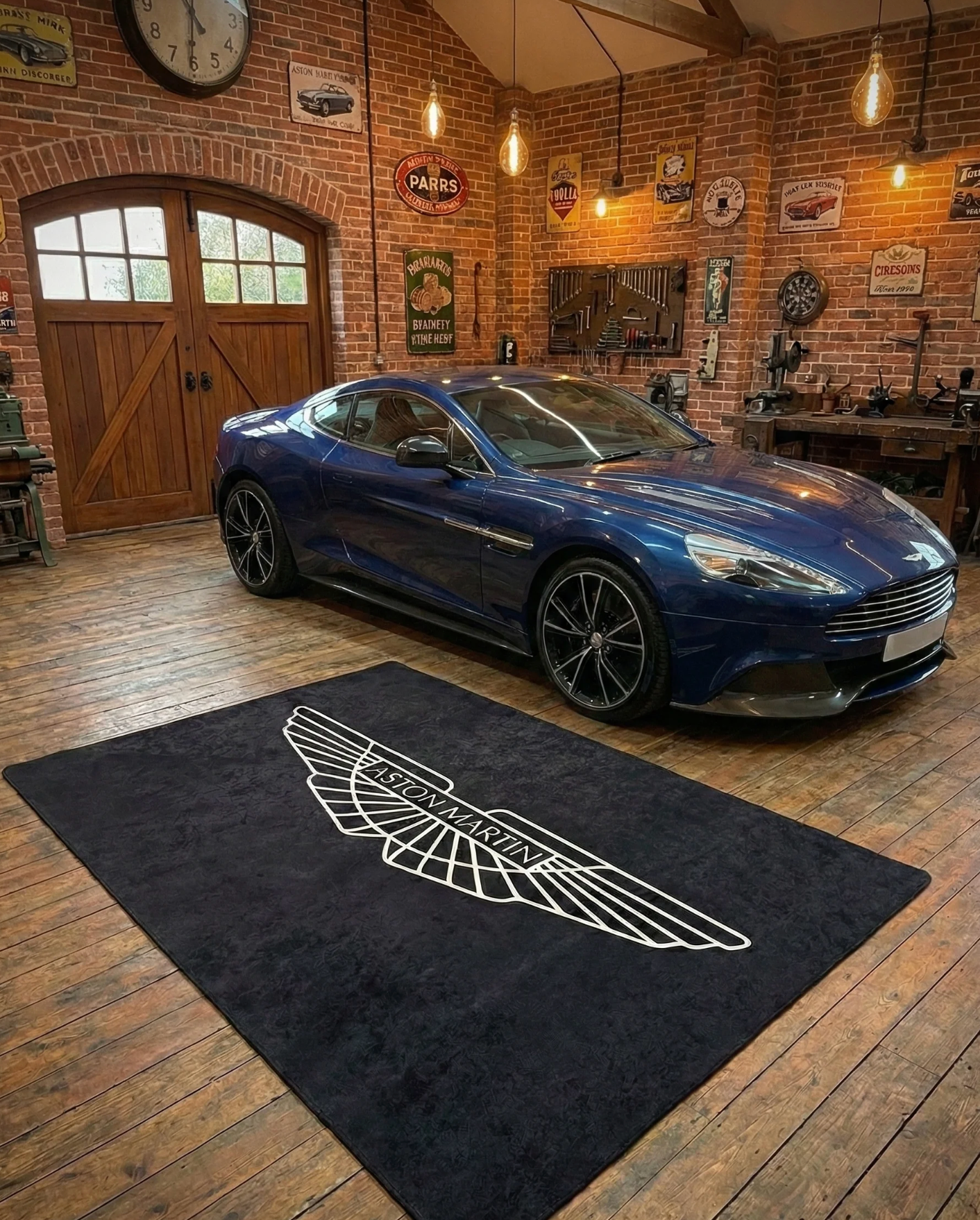 Aston Martin Garage Floor Mat 5x7 FT (60x87 Inches) Showroom Rug