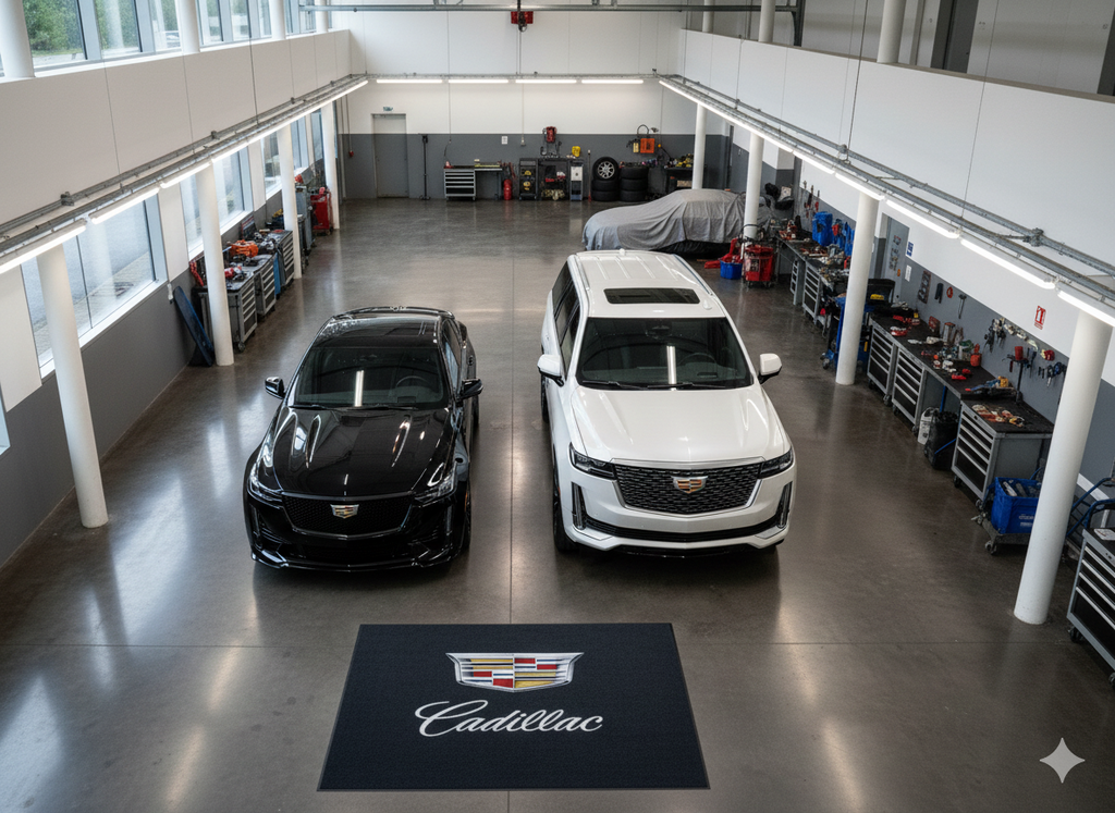 Cadillac Garage Floor Mat 5x7 FT (60x87 Inches) Showroom Rug