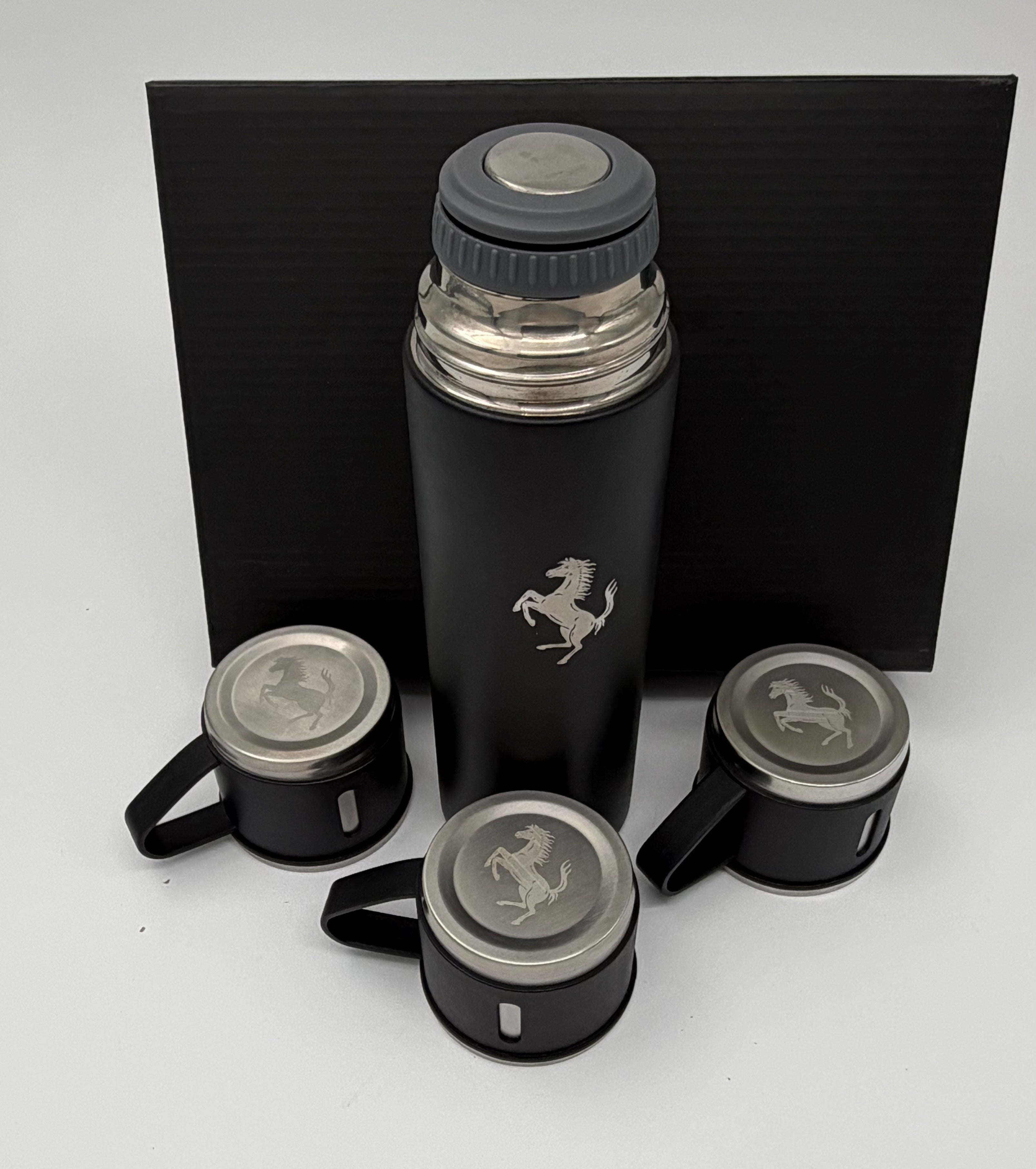 Ferrari Laser Logo Thermos Set 500 ml – Insulated Flask with 3 Cups