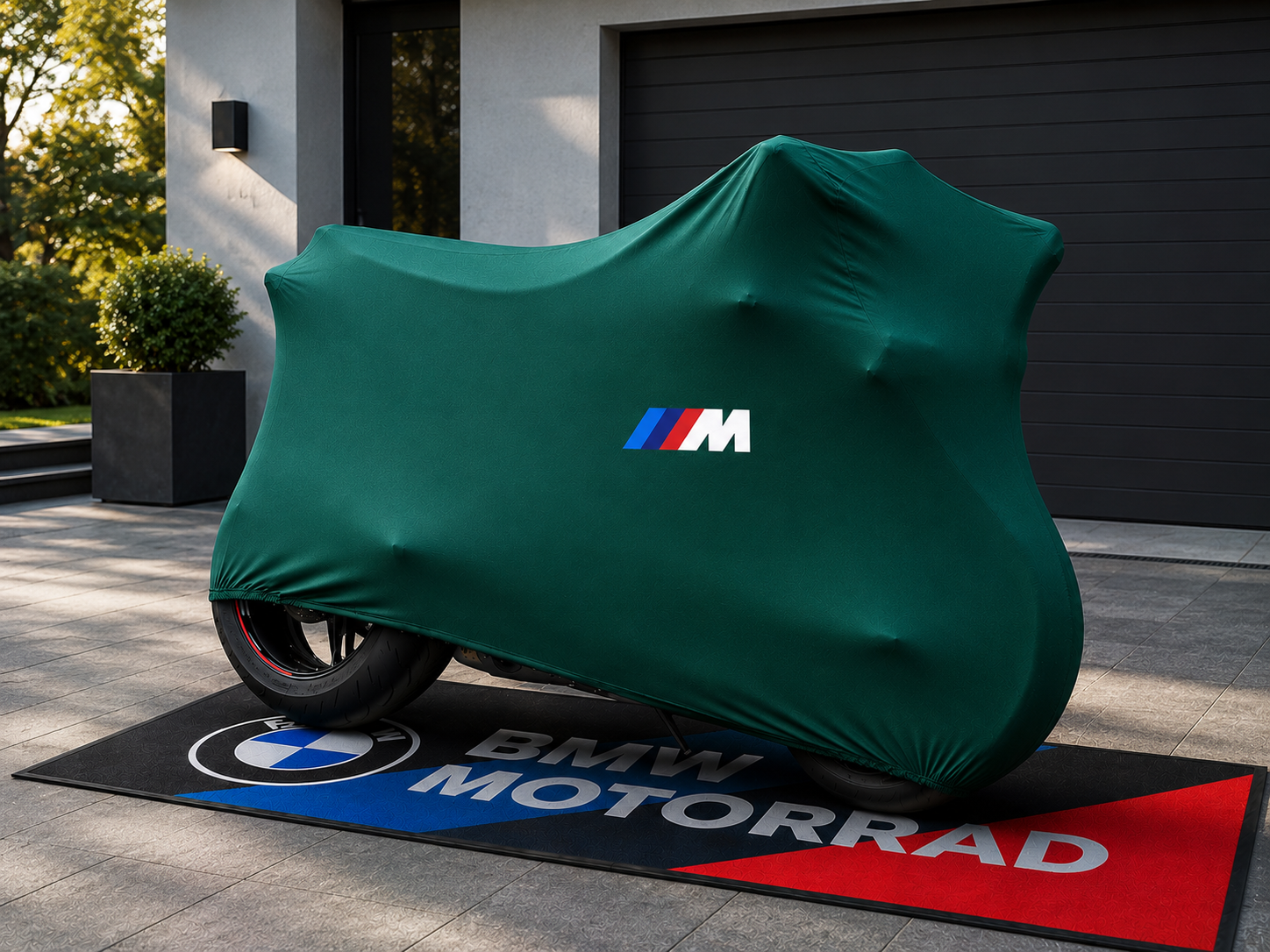 BMW M Motorcycle Premium Indoor Motorcycle Cover – Soft Breathable Stretch Fabric Garage Dust Protection