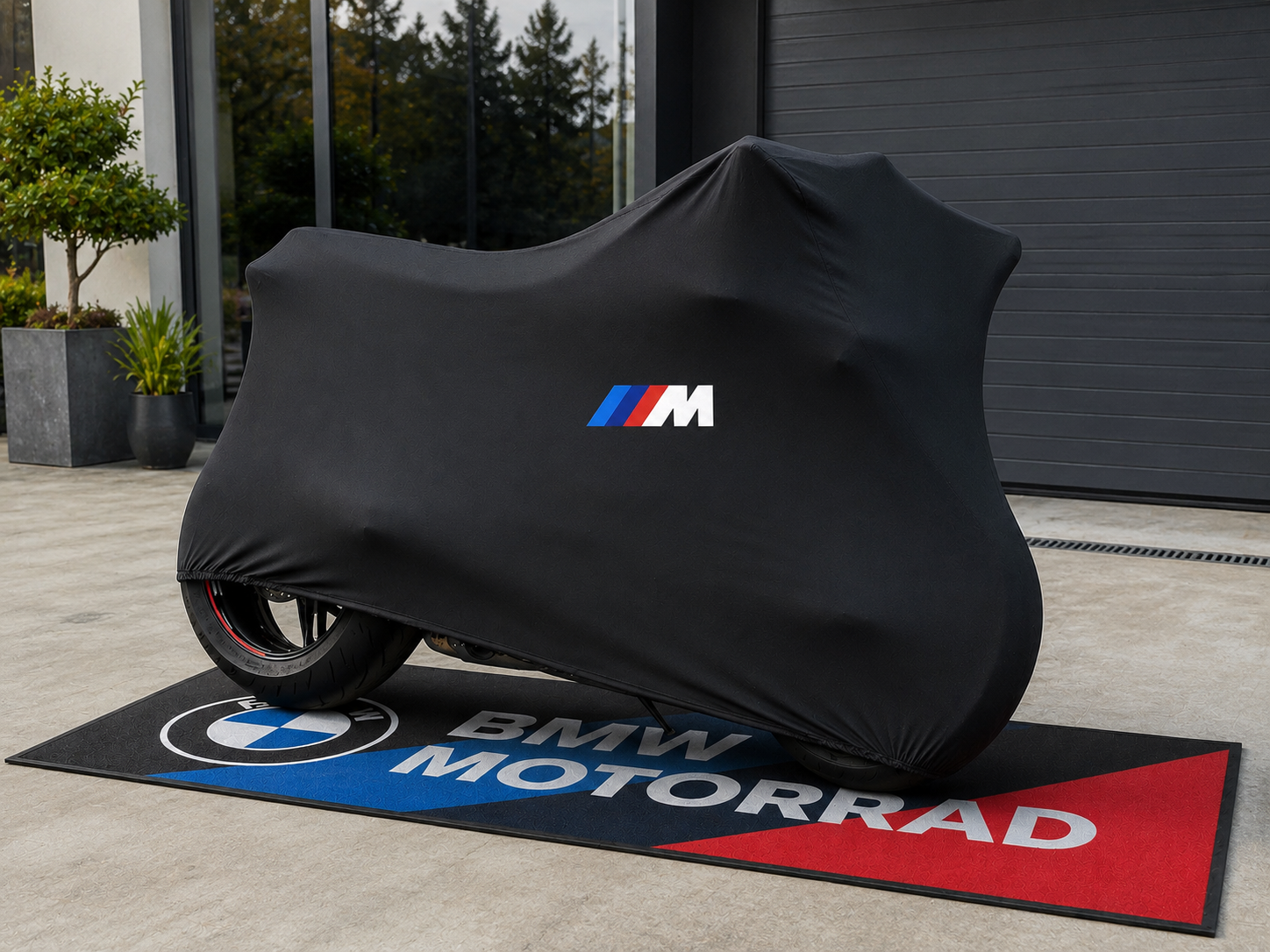 BMW M Motorcycle Premium Indoor Motorcycle Cover – Soft Breathable Stretch Fabric Garage Dust Protection