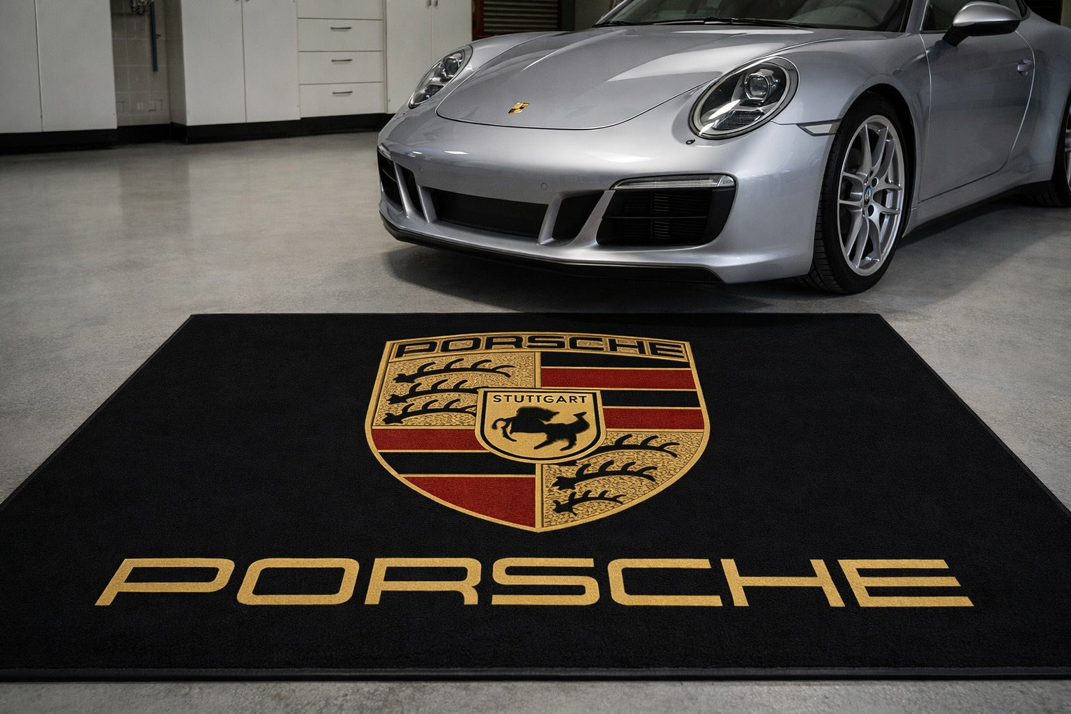 Porsche Garage Floor Mat 5x7 FT (60x87 Inches) Showroom Rug