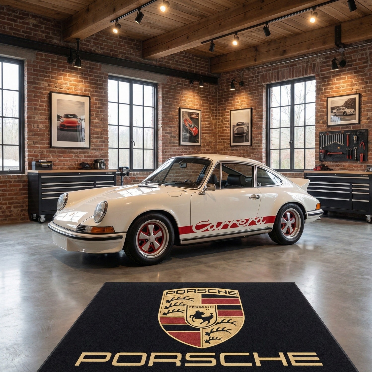 Porsche Garage Floor Mat 5x7 FT (60x87 Inches) Showroom Rug