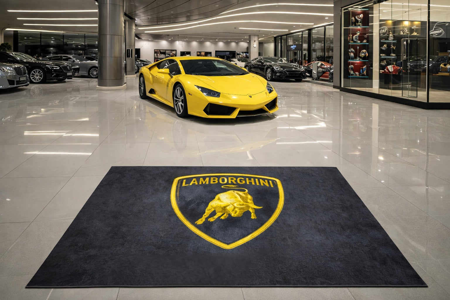 Lamborghini Garage Floor Mat 5x7 FT (60x87 Inches) Showroom Rug