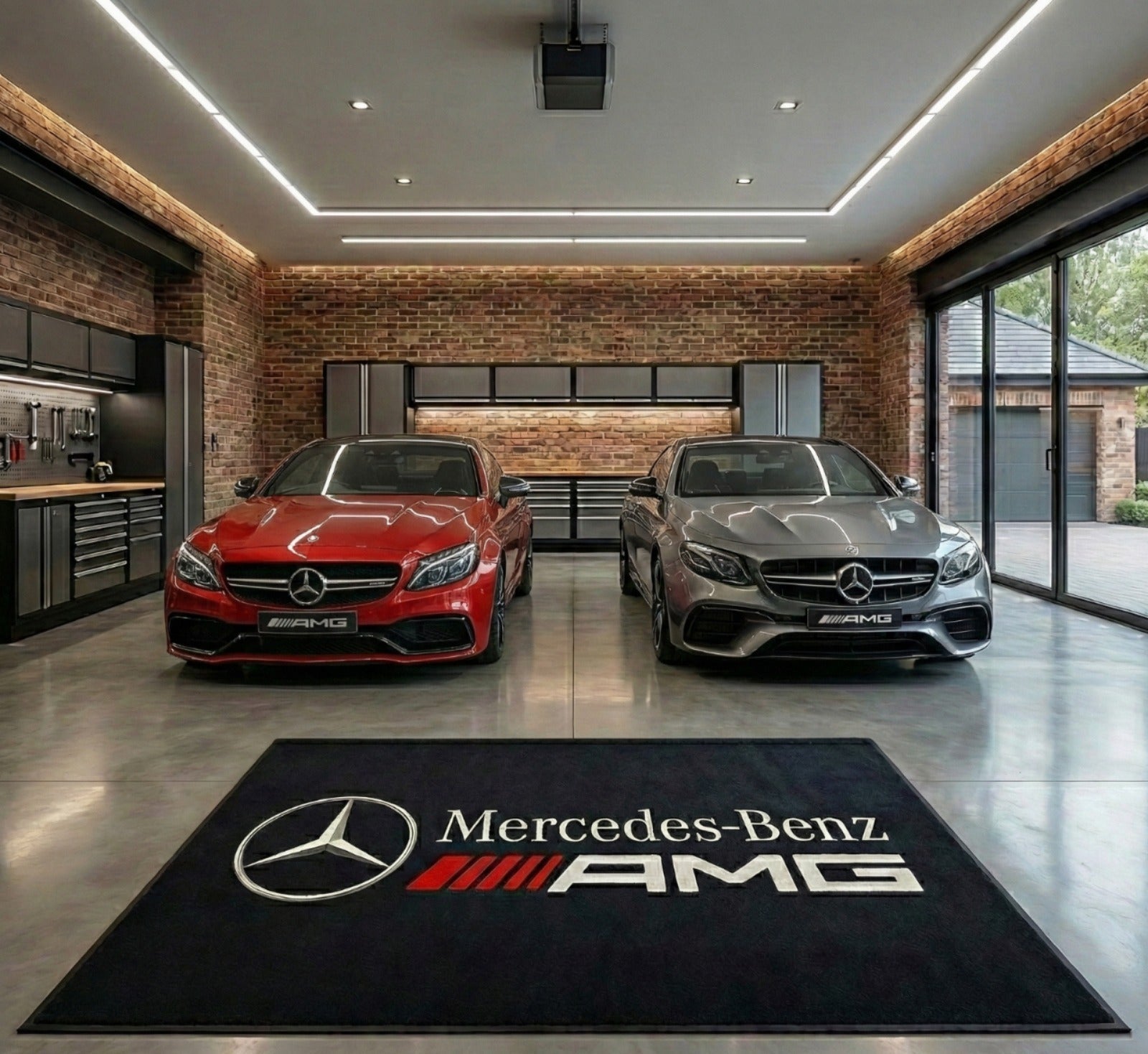 Mercedes Benz AMG Garage Floor Mat 5x7 FT (60x87 Inches) Showroom Rug