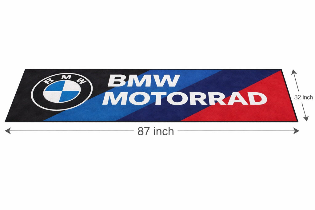 BMW M Motorcycle Garage Floor Mat 5x7 FT (60x87 Inches) Showroom Rug