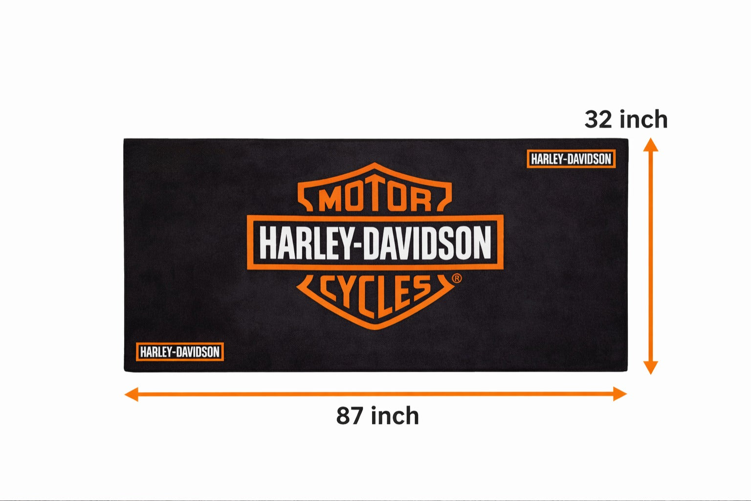 Harley Davidson Motorcycle Garage Floor Mat 32x87 Inches Premium Showroom Rug