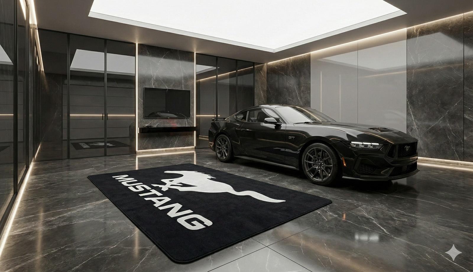 Mustang Garage Floor Mat 5x7 FT (60x87 Inches) Showroom Rug