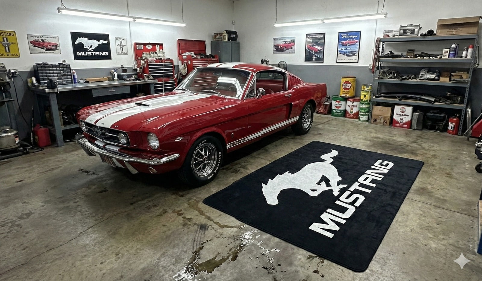 Mustang Garage Floor Mat 5x7 FT (60x87 Inches) Showroom Rug