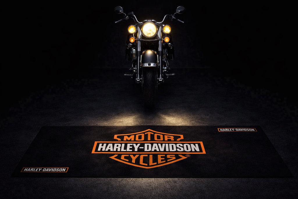 Harley Davidson Motorcycle Garage Floor Mat 32x87 Inches Premium Showroom Rug