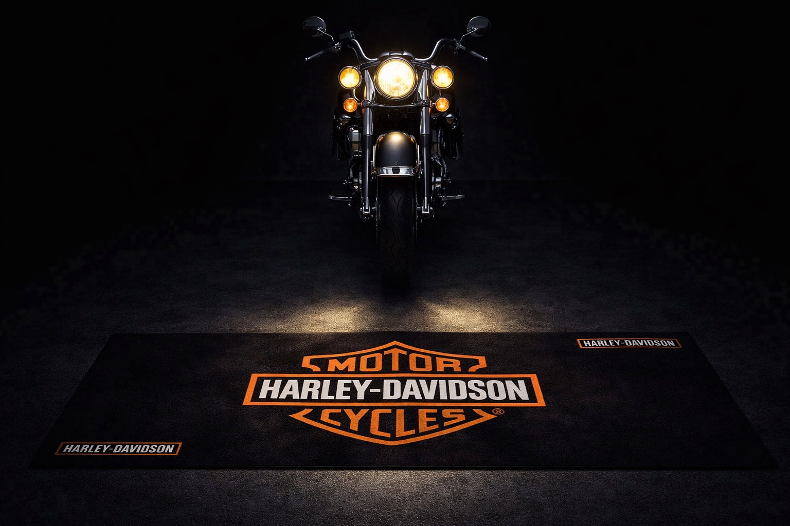 Harley Davidson Motorcycle Garage Floor Mat 32x87 Inches Premium Showroom Rug