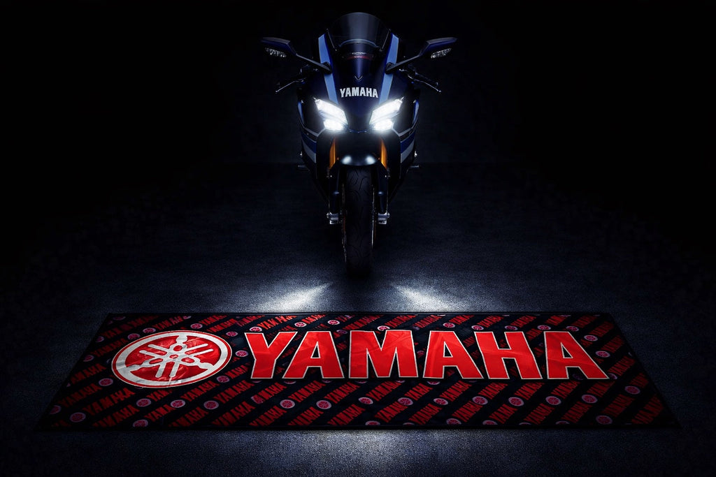 Yamaha Motorcycle Garage Floor Mat 32x87 Inches Premium Showroom Rug
