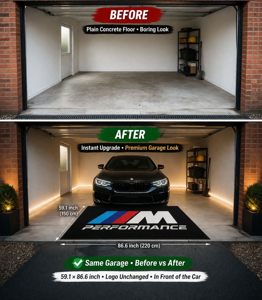 BMW M Performance Garage Floor Mat 5x7 FT (60x87 Inches) Showroom Rug