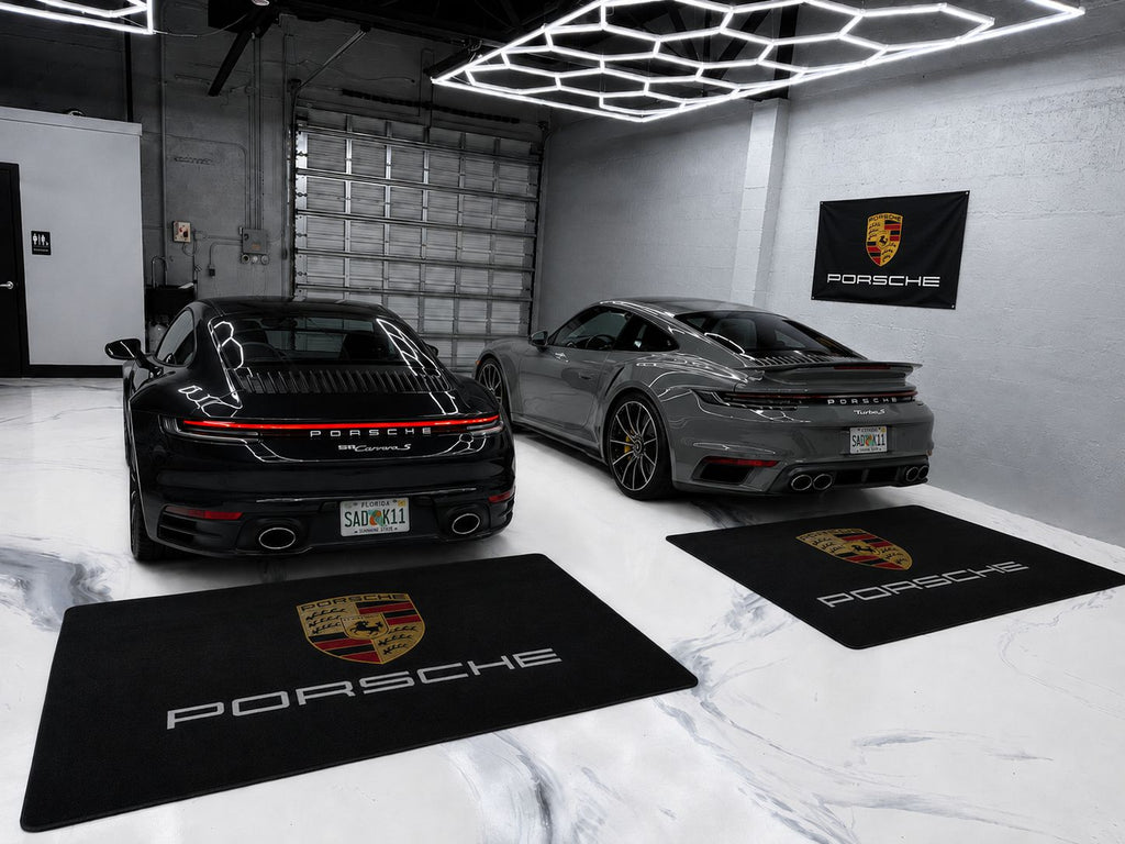 Porsche Garage Floor Mat 5x7 FT (60x87 Inches) Showroom Rug