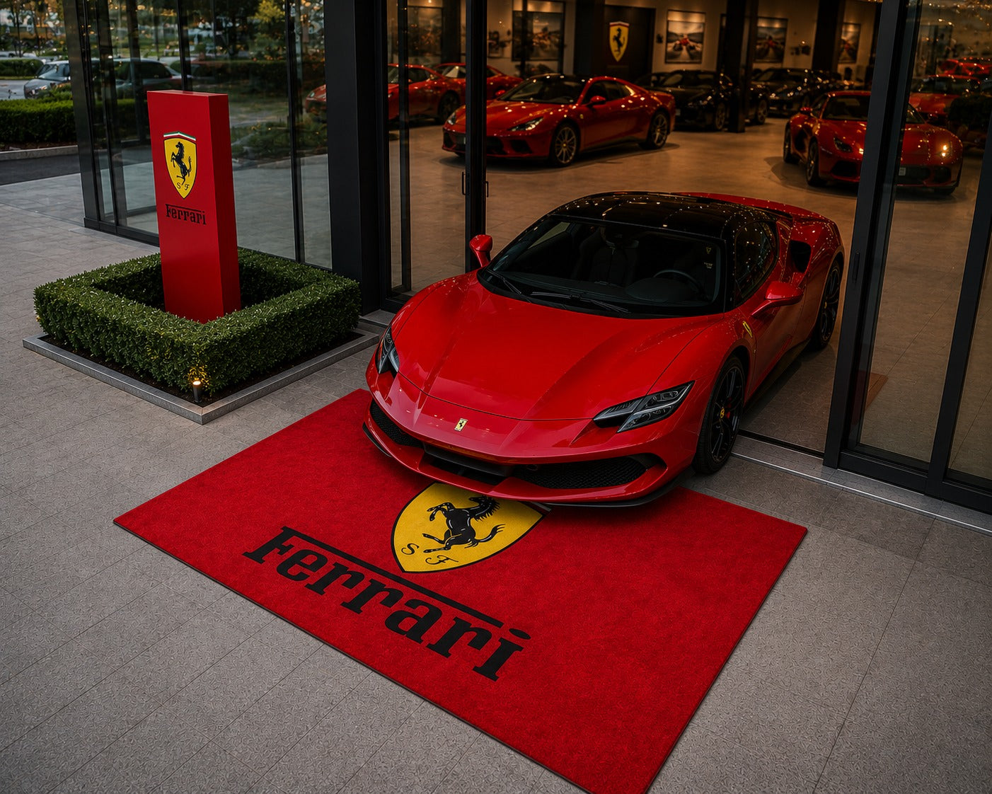 Ferrari Garage Floor Mat 5x7 FT (60x87 Inches) Showroom Rug