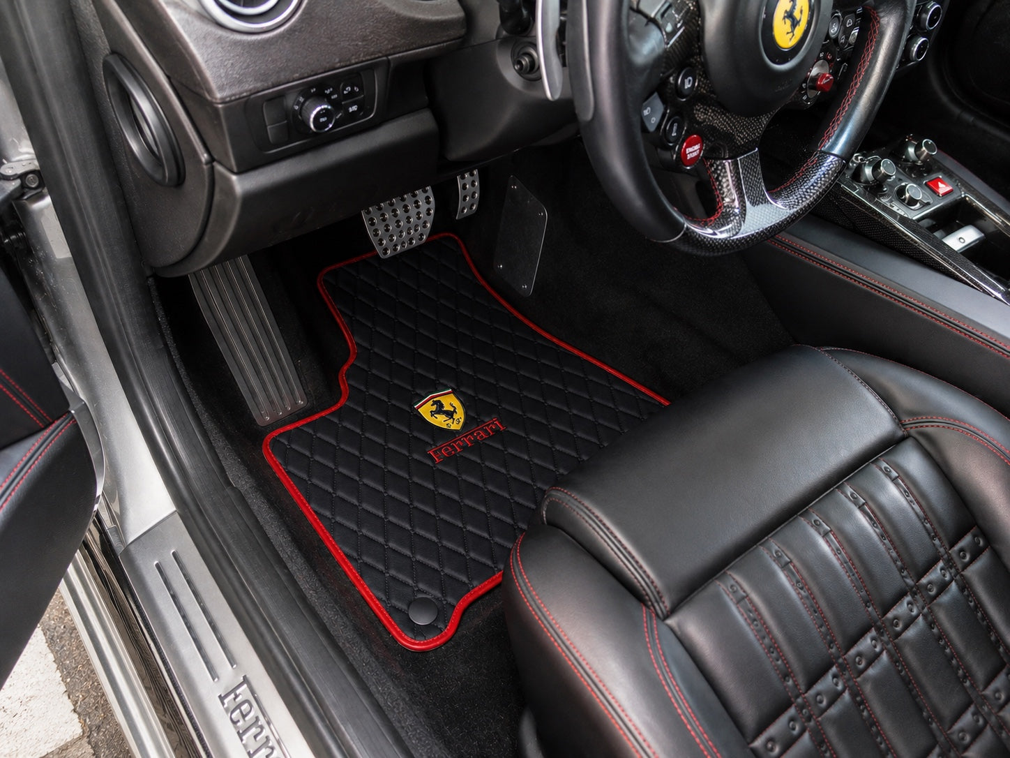 Ferrari Premium Leather Floor Mat Diamond Quilted Design