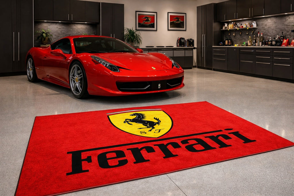 Ferrari Garage Floor Mat 5x7 FT (60x87 Inches) Showroom Rug