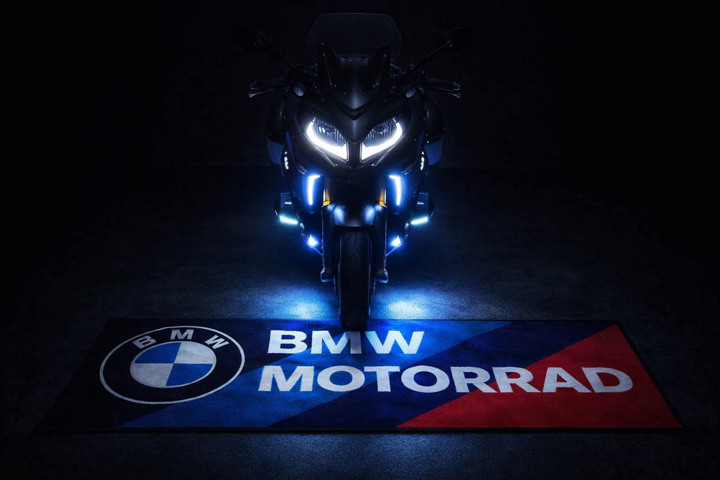 BMW M Motorcycle Garage Floor Mat 5x7 FT (60x87 Inches) Showroom Rug
