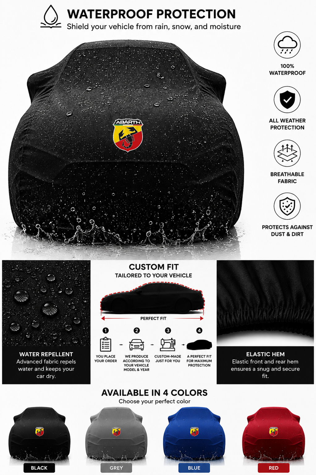 For Abarth Outdoor Car Cover For All Model
