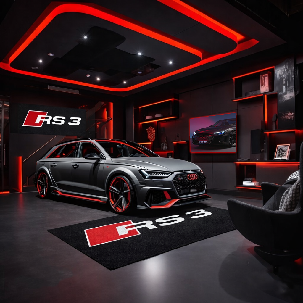 Audi RS3 Garage Floor Mat – Premium Parking Mat 60x87 Inches